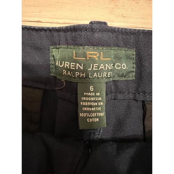 LRL Ralph Lauren Shorts Womens Navy Blue Bermuda Mid-Rise Flat Front Zip Sz 6 - Picture 7 of 7